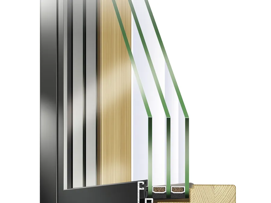 Holzalufenster Ideal Plano mit flächenbündigem Flügel