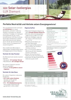 Titelseite des Merkblatts Solar-Isolierglas LUX Diamant